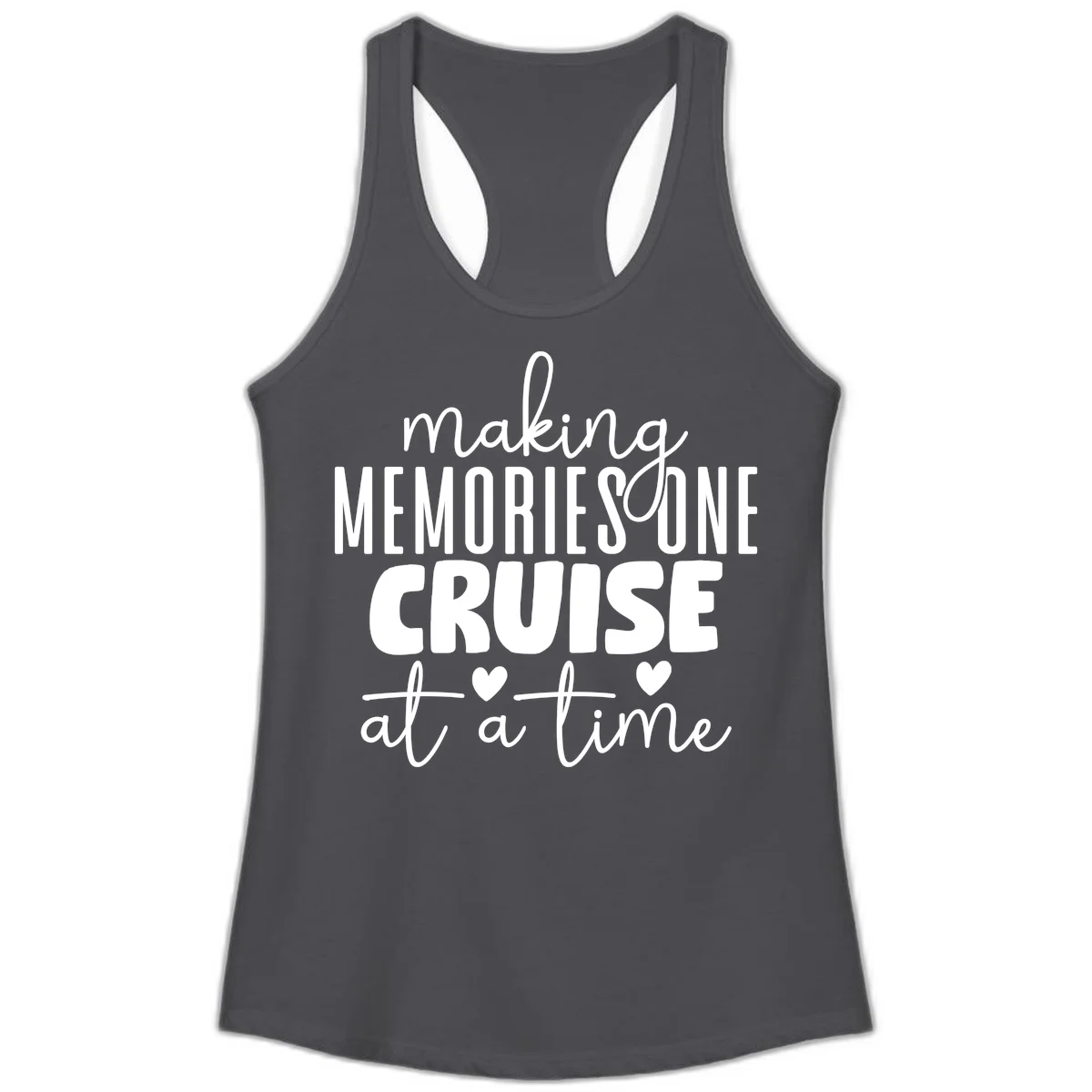 Making Memories One Cruise At A Time Ladies Tank in Solid Dark Gray