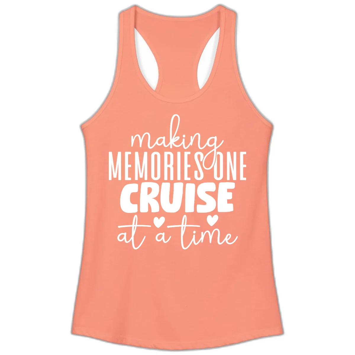Making Memories One Cruise At A Time Ladies Tank in Solid Light Orange