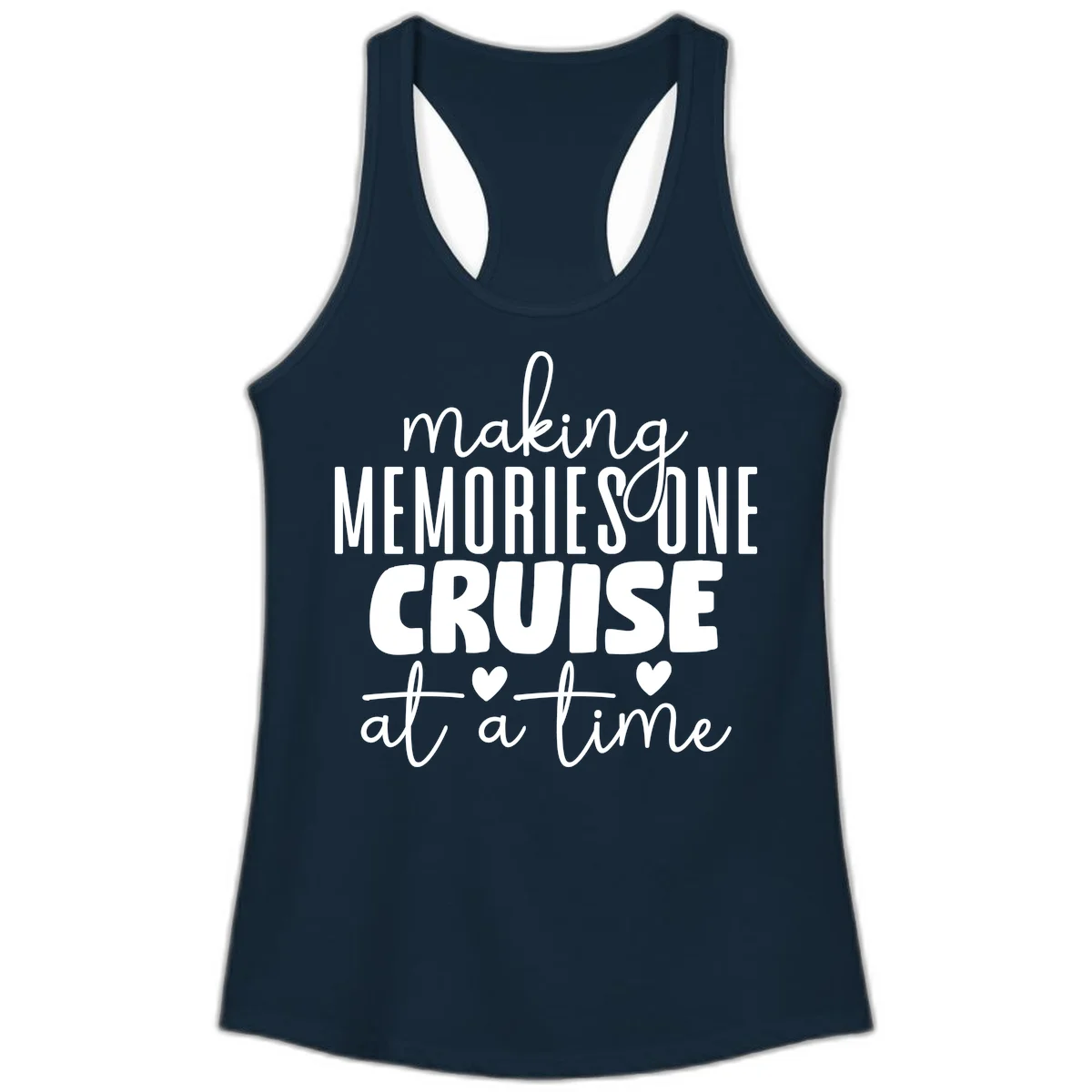 Making Memories One Cruise At A Time Ladies Tank in Solid Midnight Navy