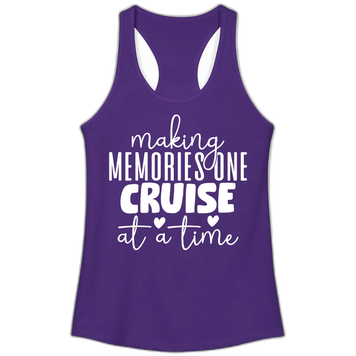 Making Memories One Cruise At A Time Ladies Tank in Solid Purple Rush