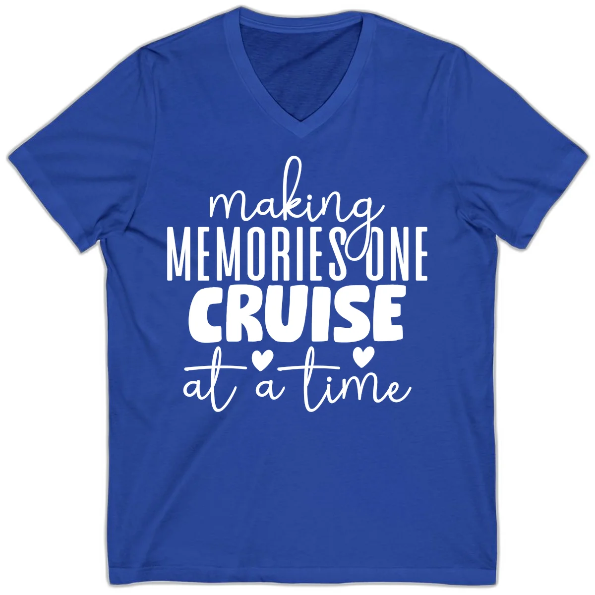 Making Memories One Cruise At A Time V-Neck in True Royal