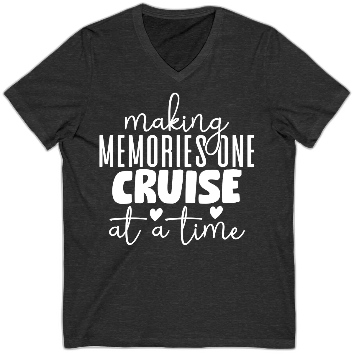 Making Memories One Cruise At A Time V-Neck in Dark Grey Heather