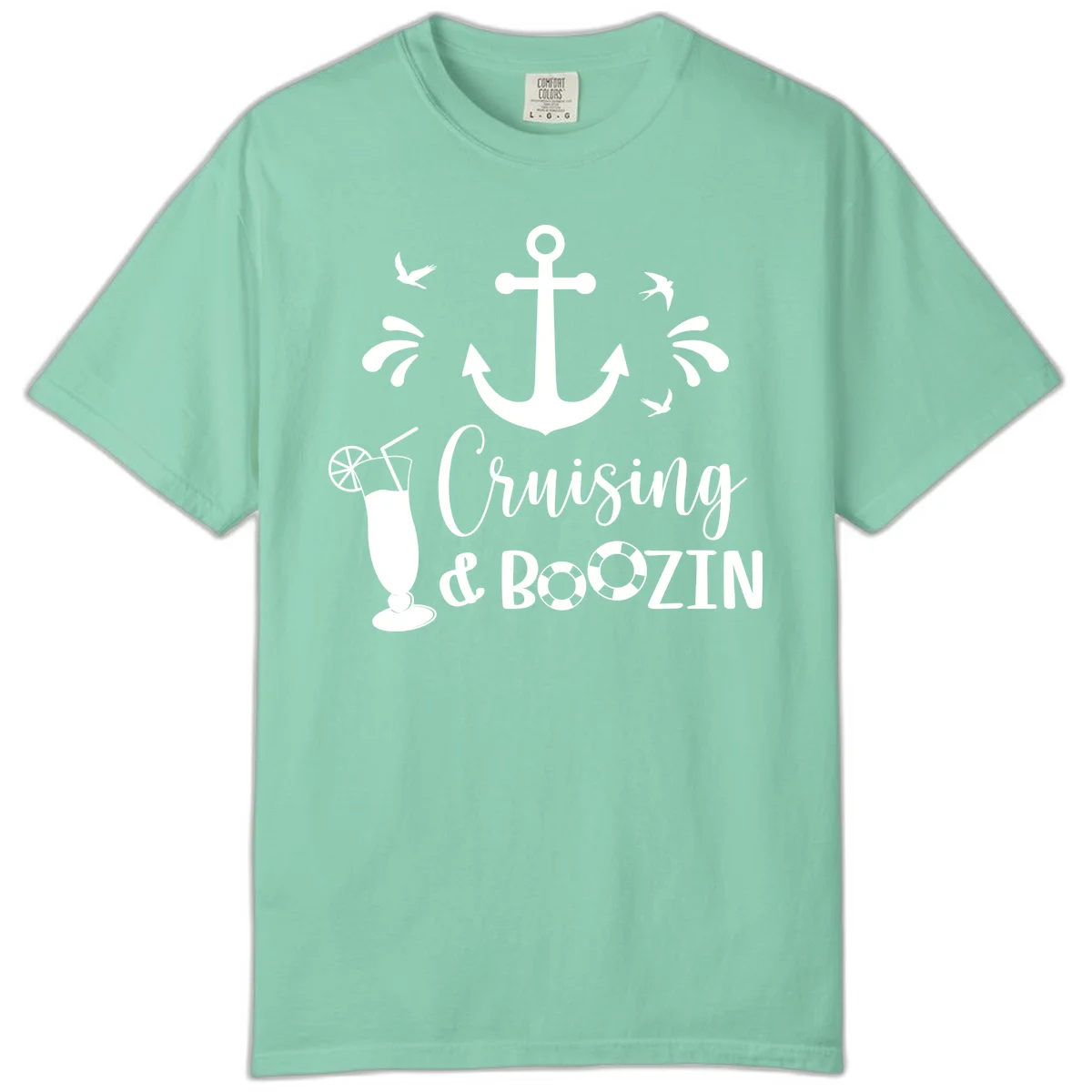 Cruising & Boozin Anchor Comfort Color T-Shirt in Island Reef