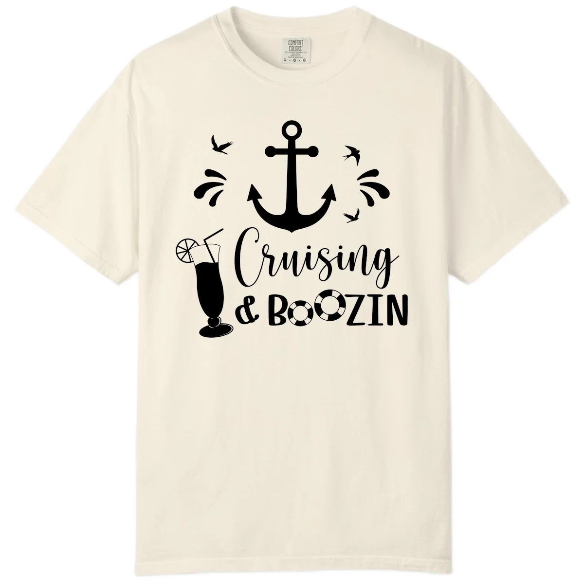 Cruising & Boozin Anchor Comfort Color T-Shirt in Ivory
