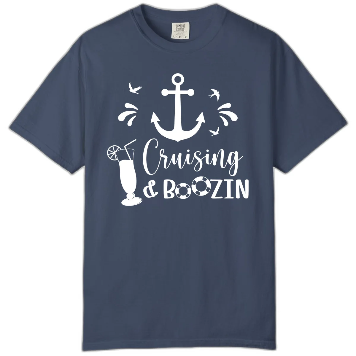 Cruising & Boozin Anchor Comfort Color T-Shirt in Midnight