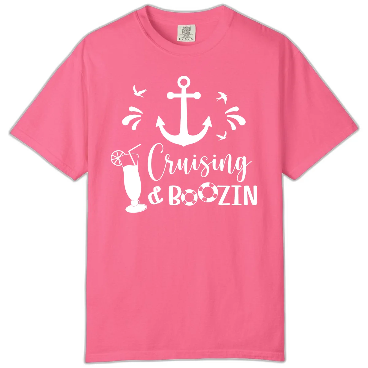 Cruising & Boozin Anchor Comfort Color T-Shirt in Crunchberry