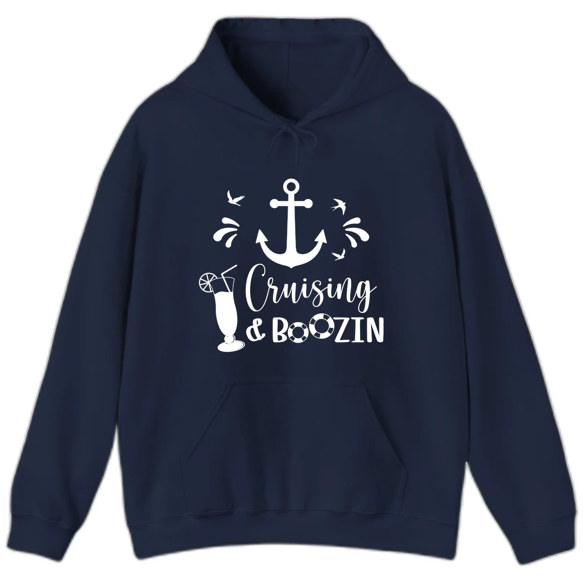 Cruising & Boozin Anchor Fun Cruise Hoodie in Navy
