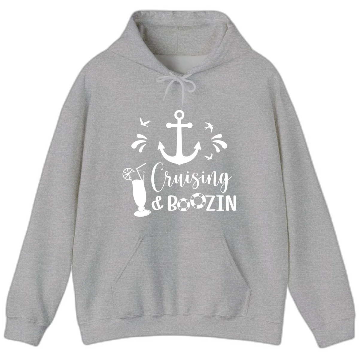 Cruising & Boozin Anchor Fun Cruise Hoodie in Sport Grey