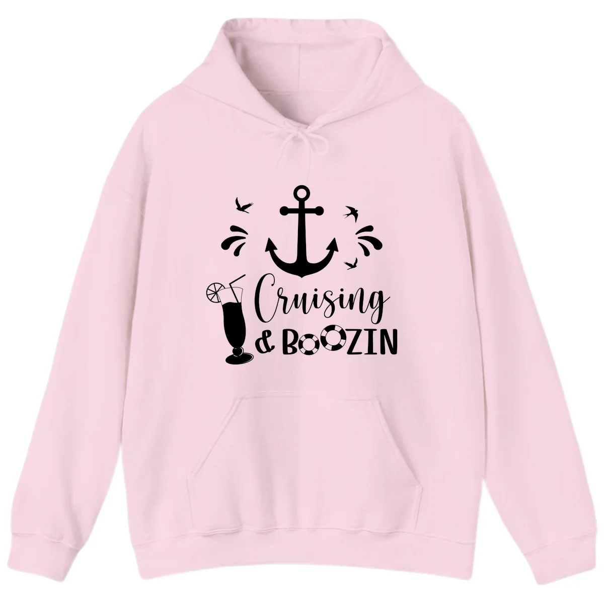 Cruising & Boozin Anchor Fun Cruise Hoodie in Light Pink