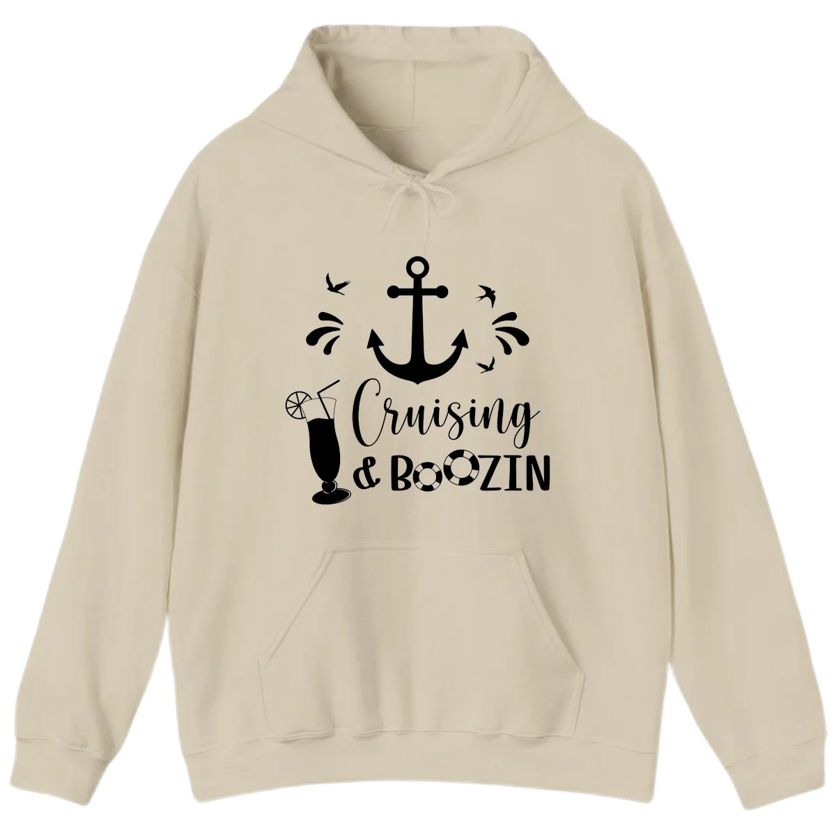 Cruising & Boozin Anchor Fun Cruise Hoodie in Sand