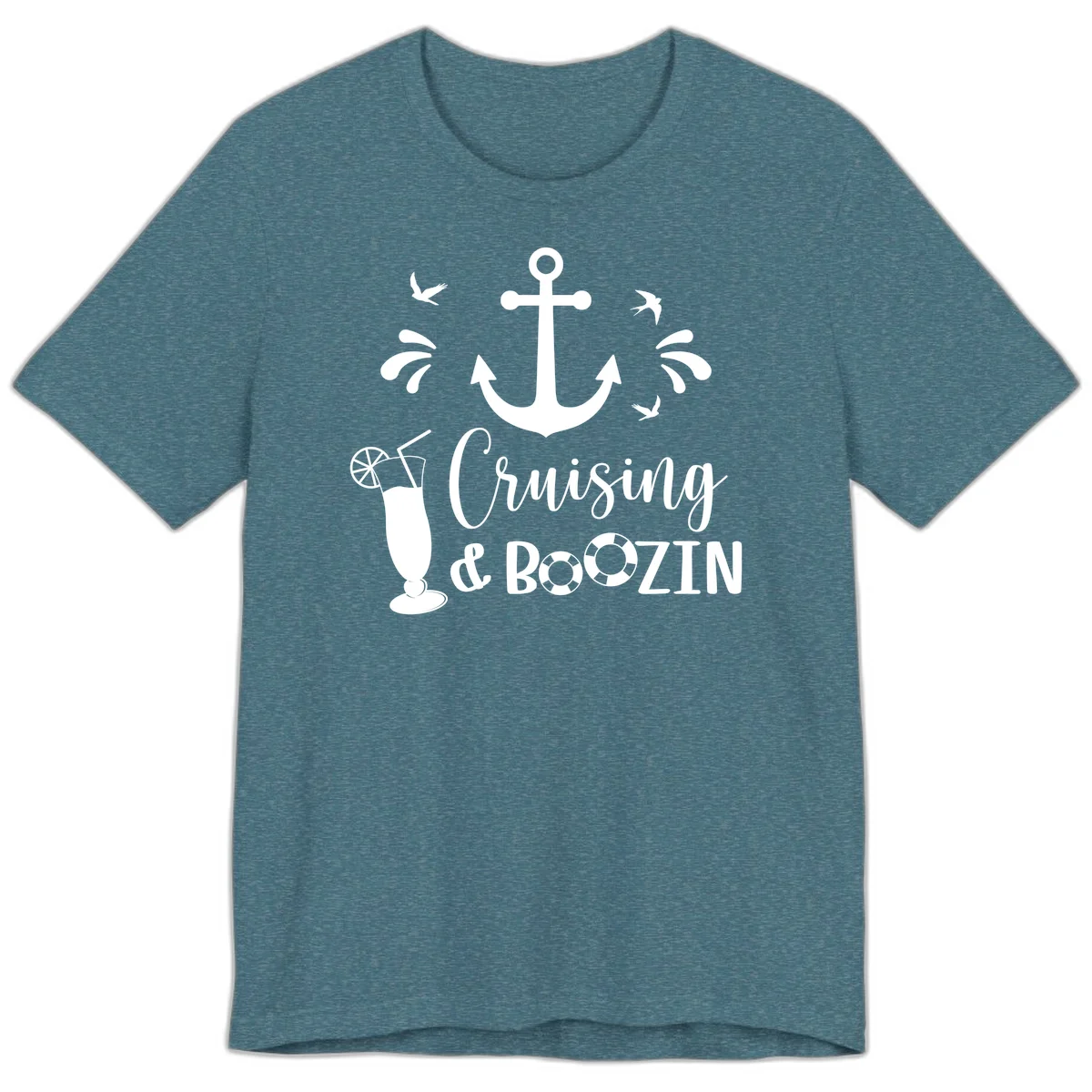 Cruising & Boozin Anchor Fun Cruise Premium T-Shirt in Heather Deep Teal