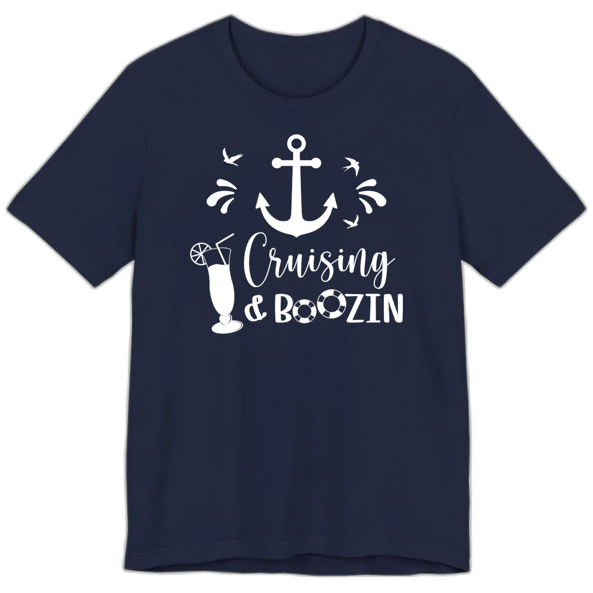 Cruising & Boozin Anchor Fun Cruise Premium T-Shirt in Navy
