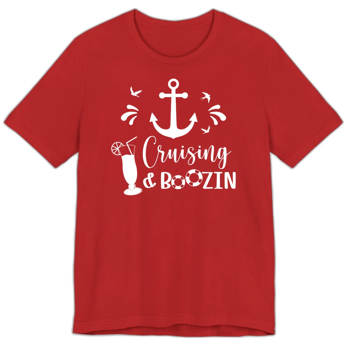 Cruising & Boozin Anchor Fun Cruise Premium T-Shirt in Red