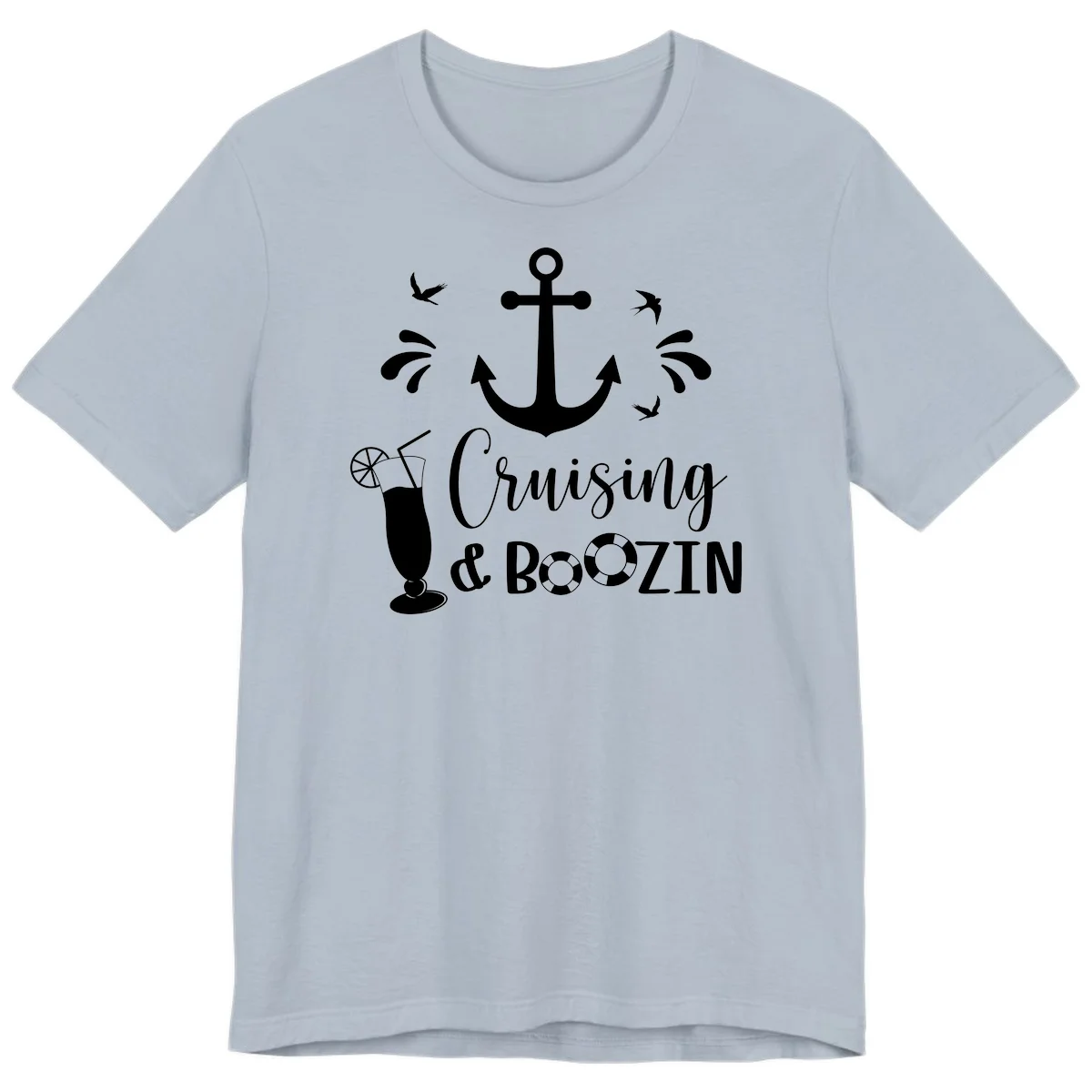 Cruising & Boozin Anchor Fun Cruise Premium T-Shirt in Light Blue