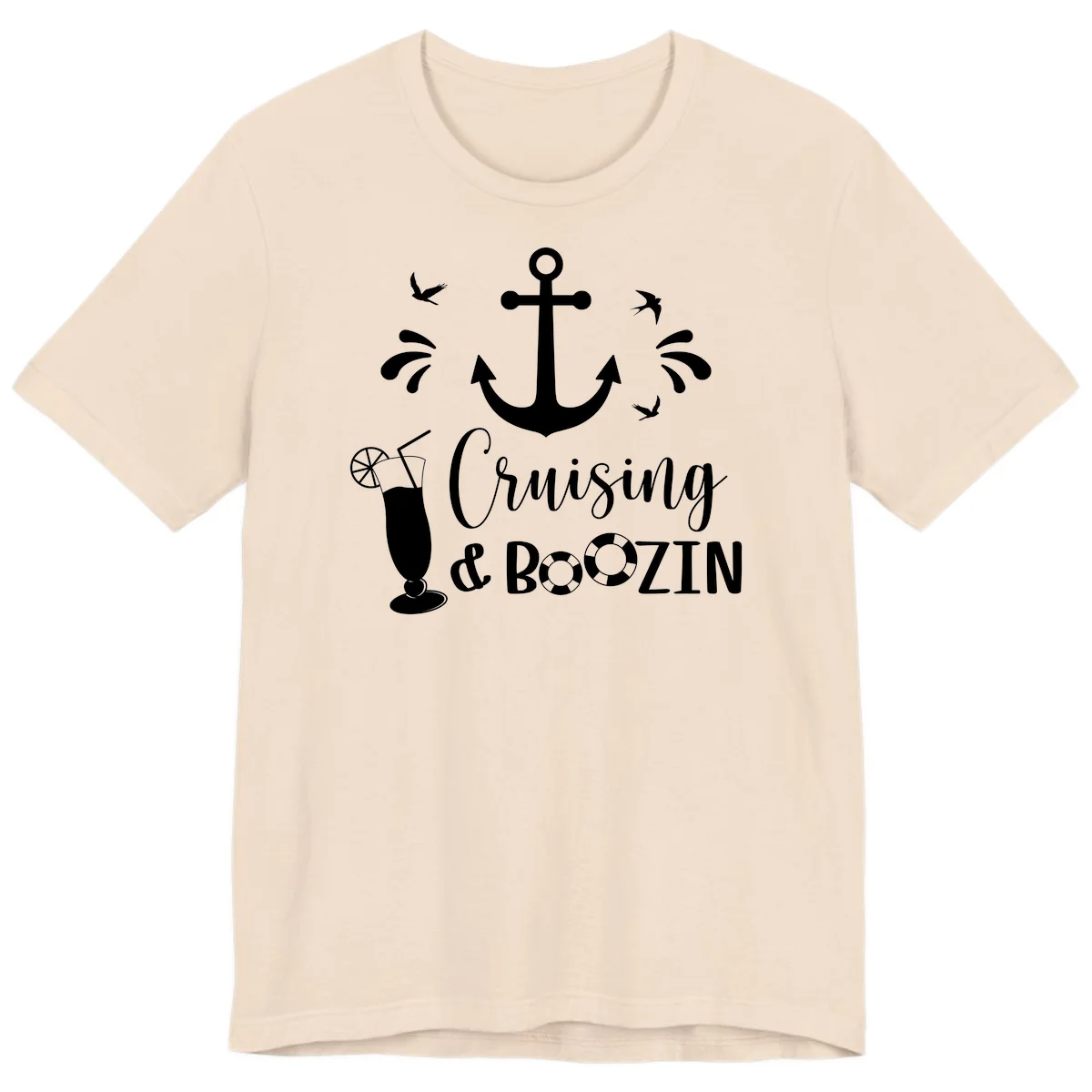 Cruising & Boozin Anchor Fun Cruise Premium T-Shirt in Soft Cream