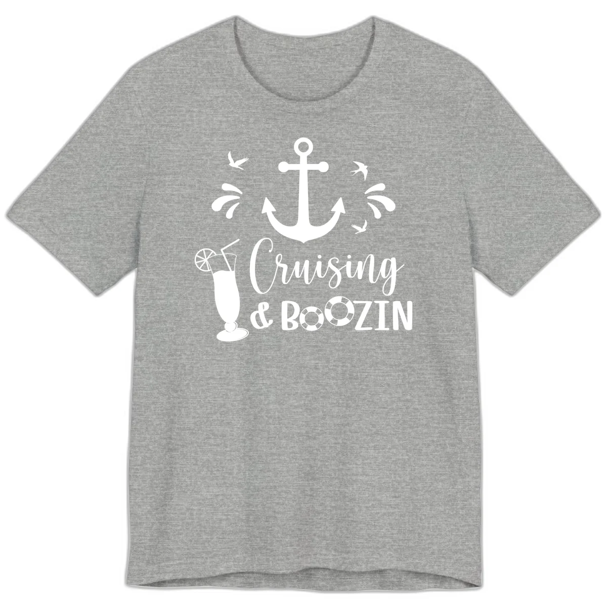 Cruising & Boozin Anchor Fun Cruise Premium T-Shirt in Athletic Heather