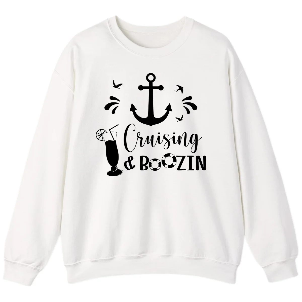 Cruising & Boozin Anchor Cruise Sweatshirt in White