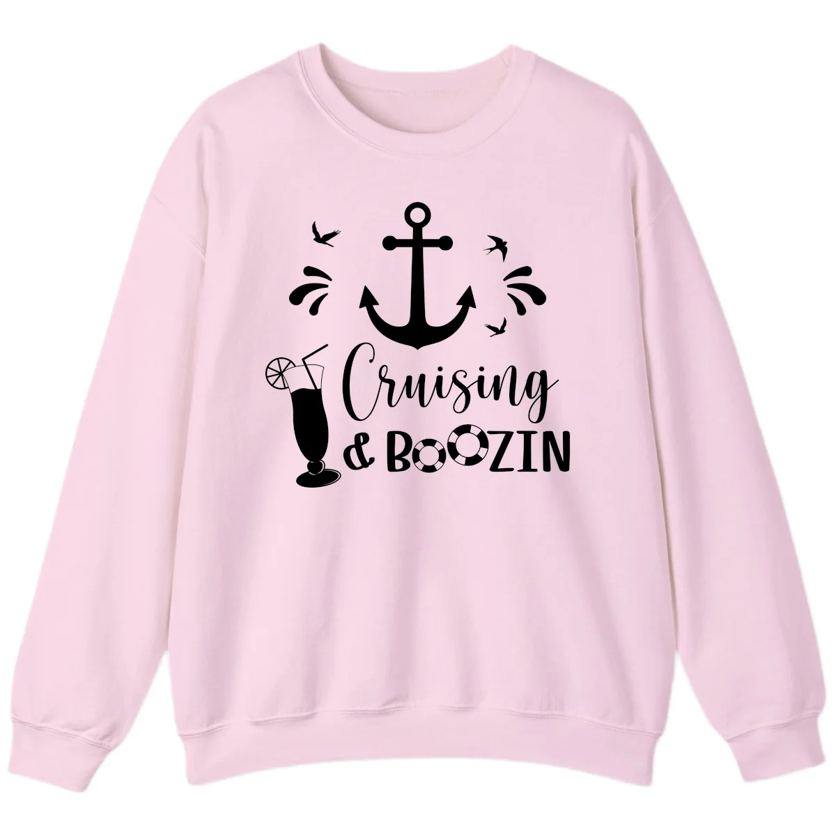 Cruising & Boozin Anchor Cruise Sweatshirt in Light Pink