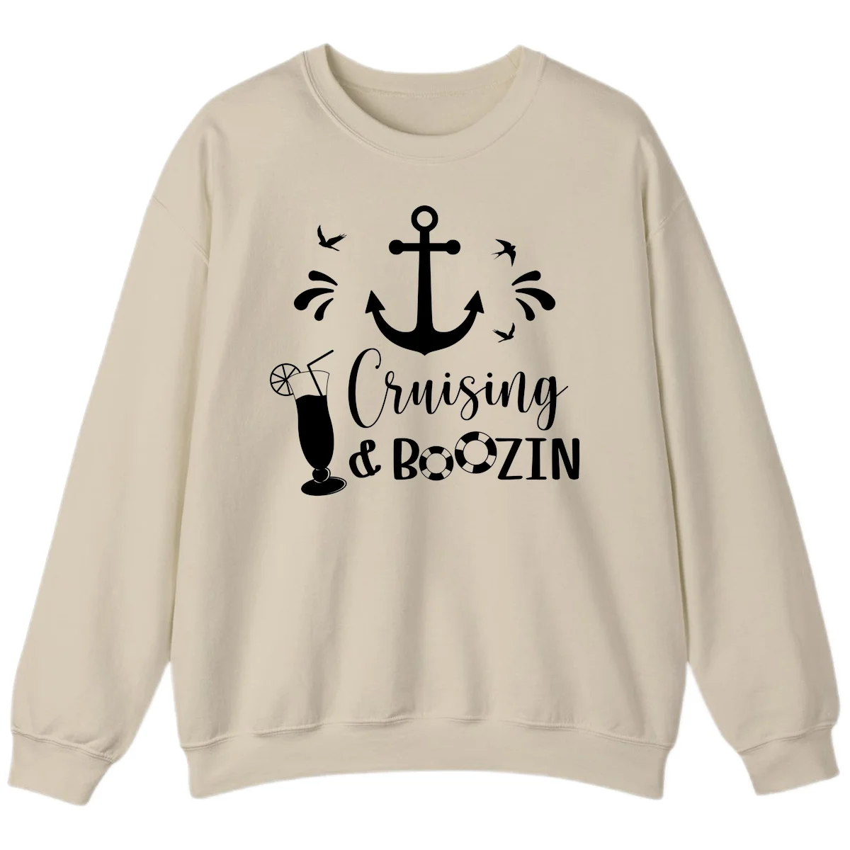 Cruising & Boozin Anchor Cruise Sweatshirt in Sand