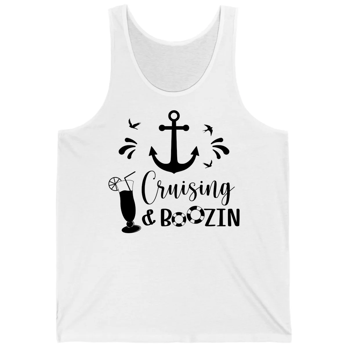 Cruising & Boozin Anchor Nautical Tank Top in White