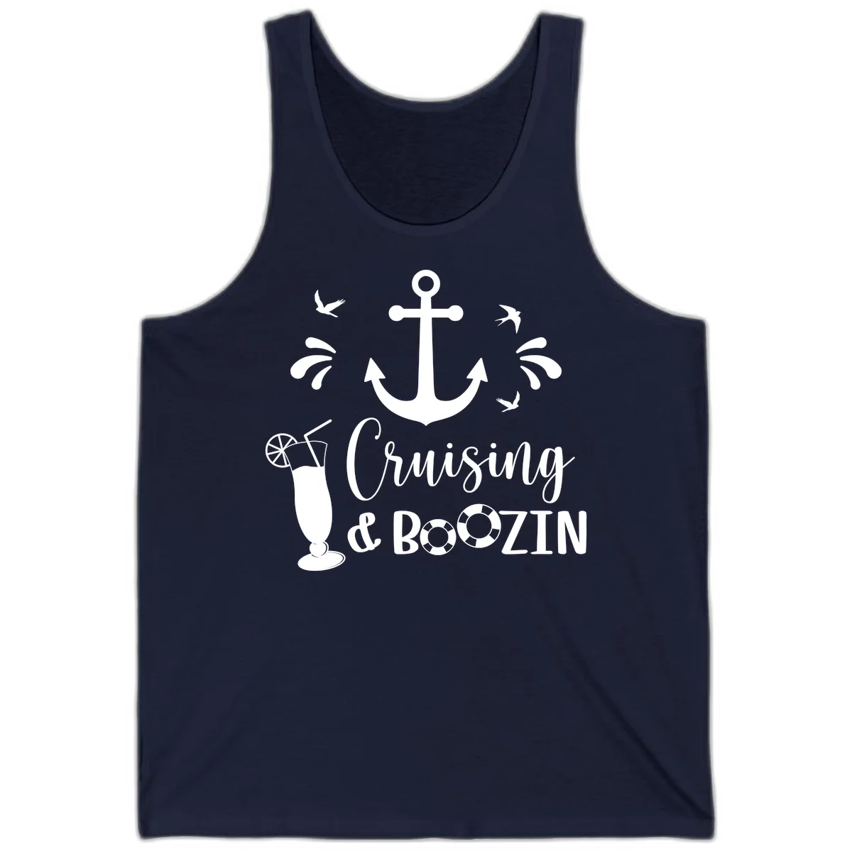 Cruising & Boozin Anchor Nautical Tank Top in Navy