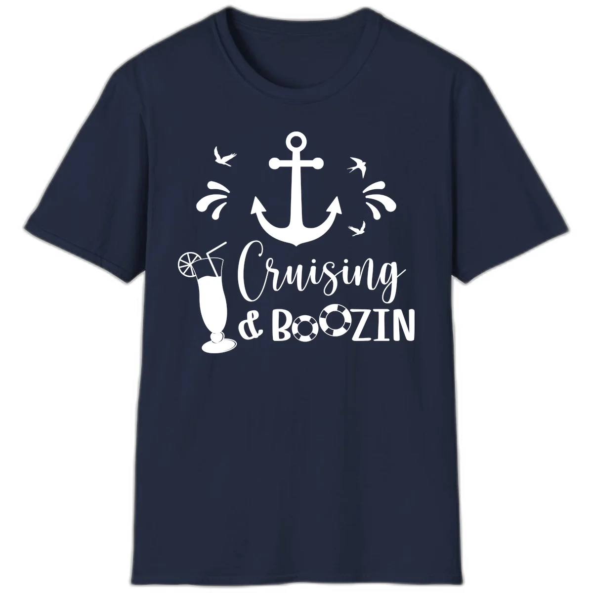 Cruising & Boozin Anchor Nautical Cruise T-Shirt in Navy
