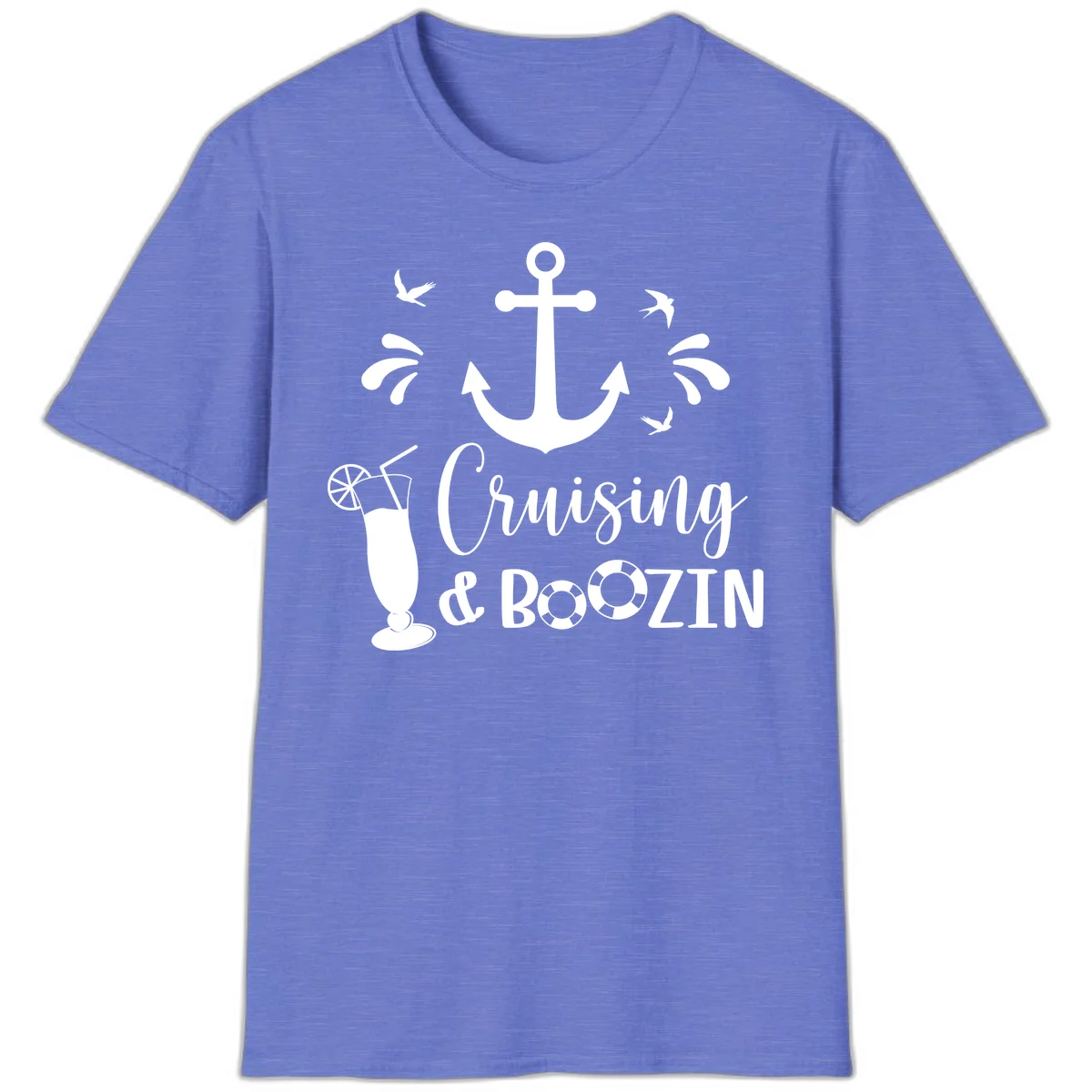 Cruising & Boozin Anchor Nautical Cruise T-Shirt in Heather Royal