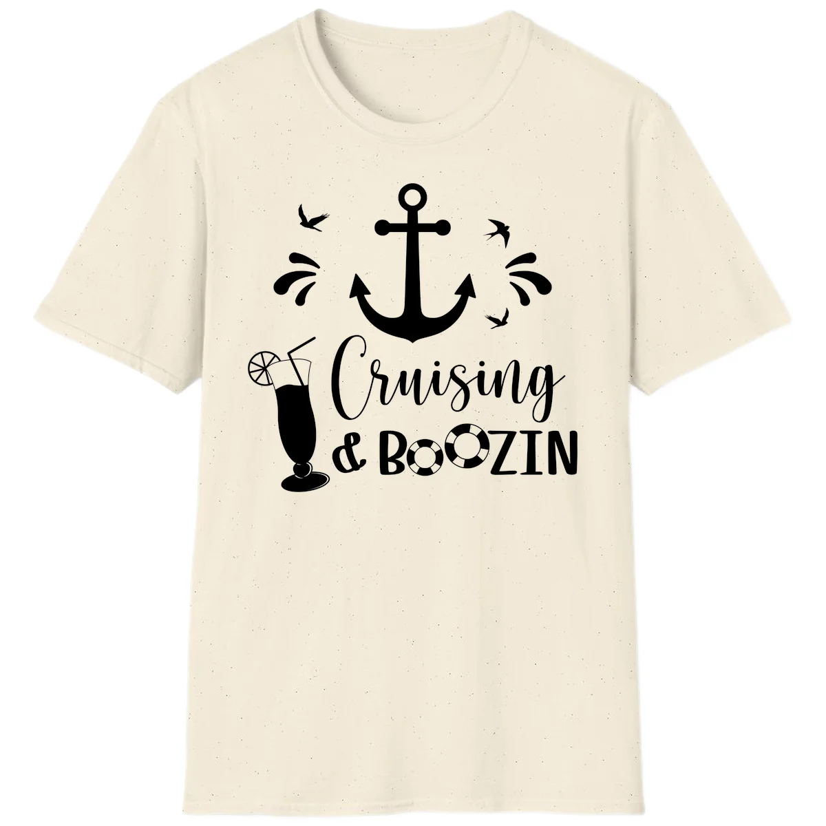 Cruising & Boozin Anchor Nautical Cruise T-Shirt in Natural