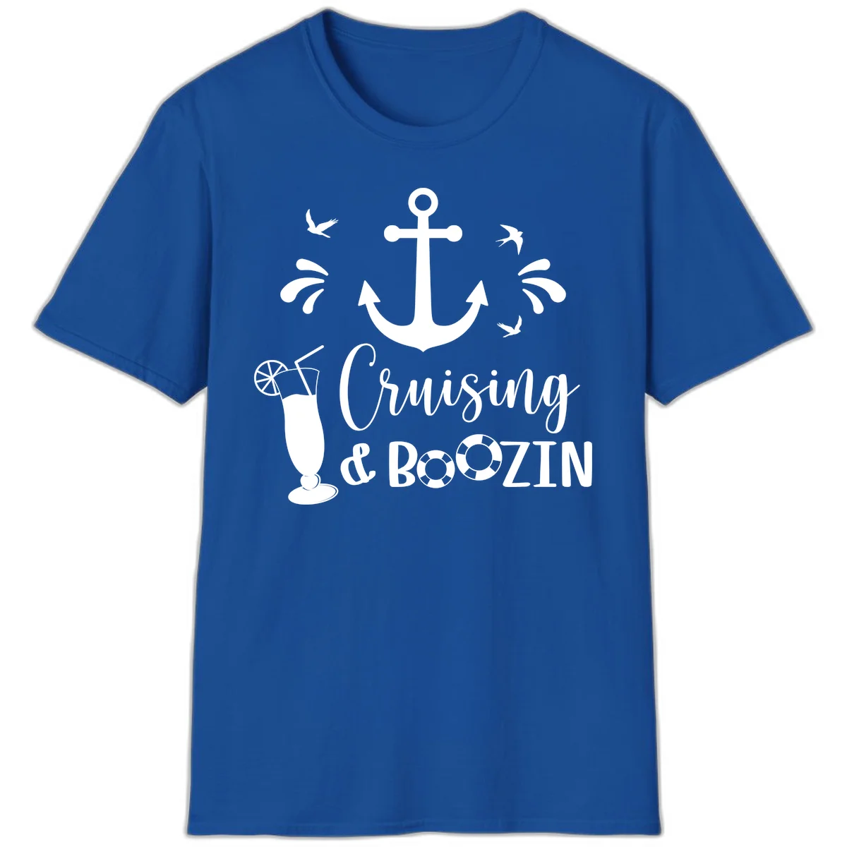 Cruising & Boozin Anchor Nautical Cruise T-Shirt in Royal