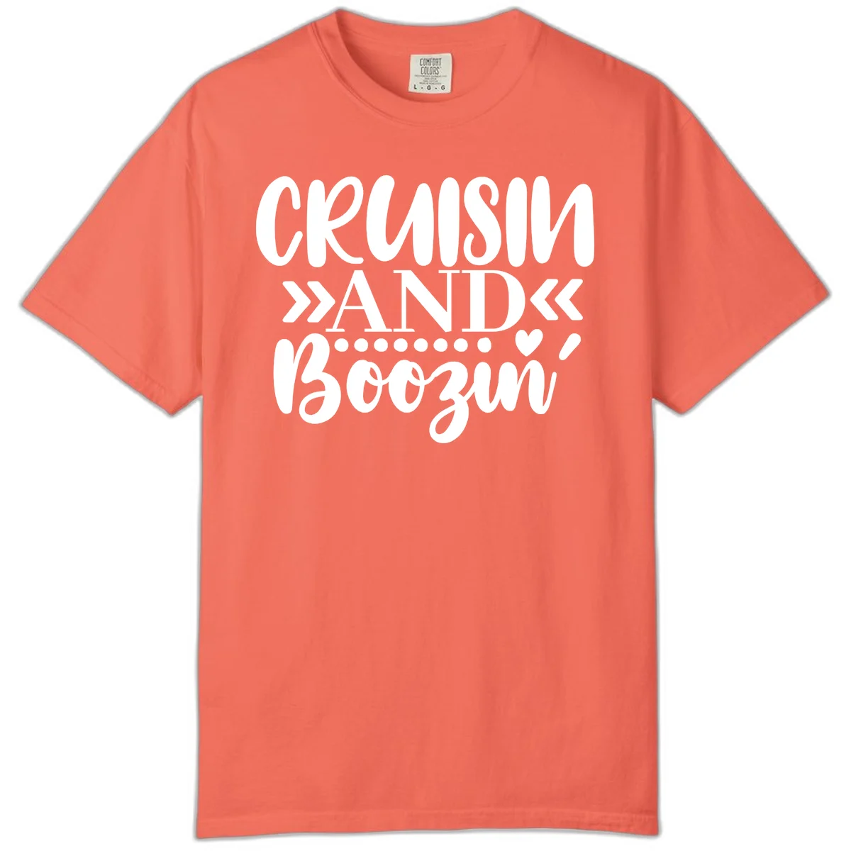 Cruisin' And Boozing Comfort Color T-Shirt in Bright Salmon