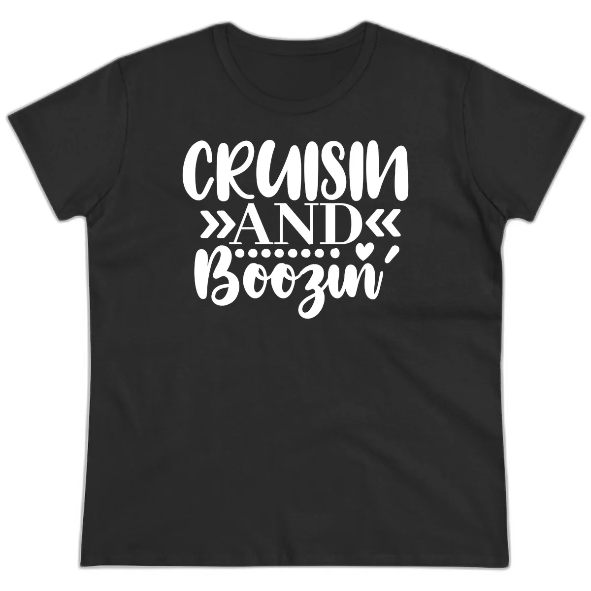 Cruisin' And Boozing Ladies Tee in Black