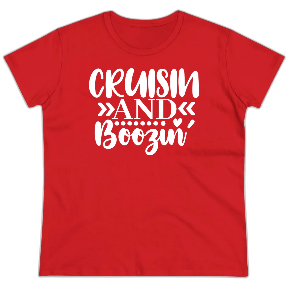 Cruisin' And Boozing Ladies Tee in Red