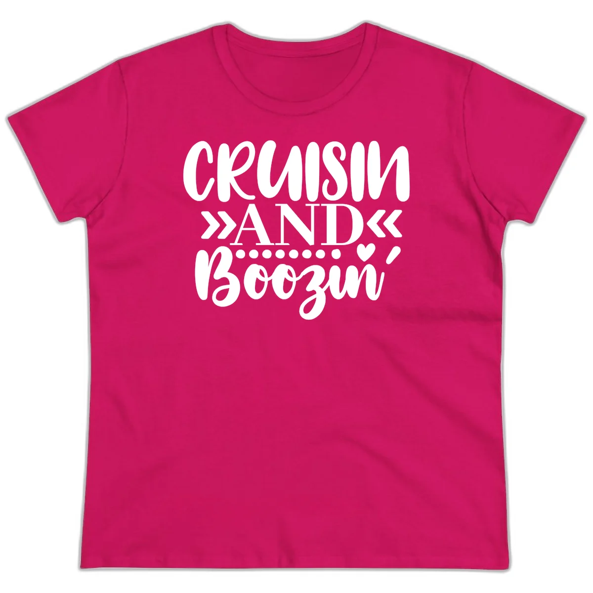 Cruisin' And Boozing Ladies Tee in Heliconia