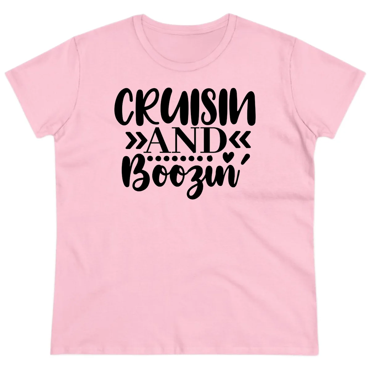 Cruisin' And Boozing Ladies Tee in Light Pink