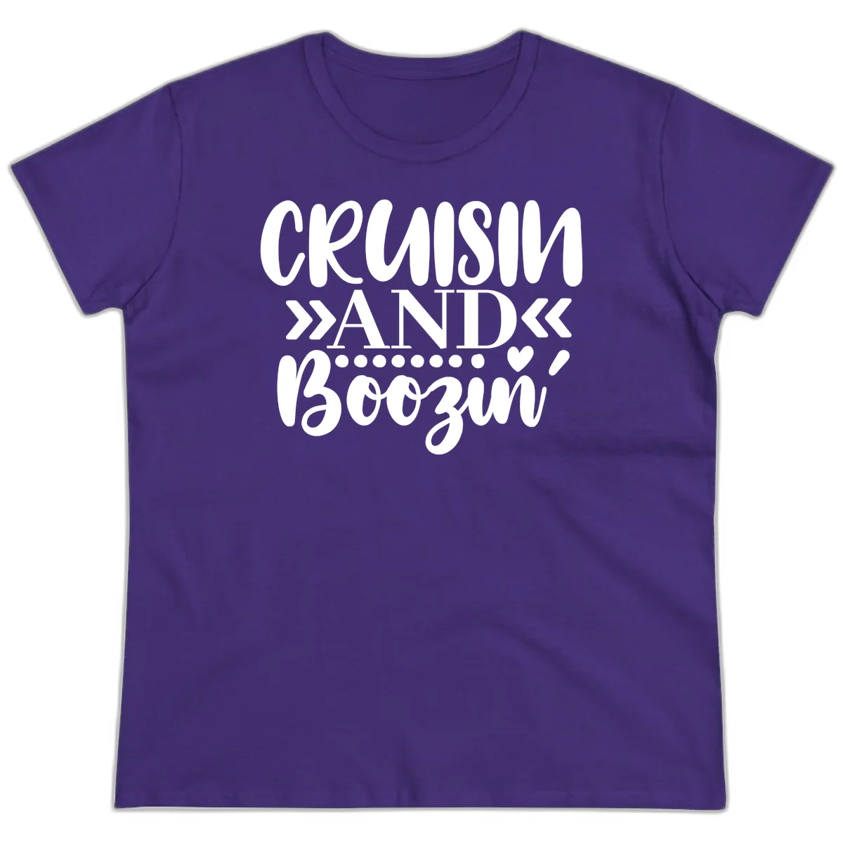 Cruisin' And Boozing Ladies Tee in Purple