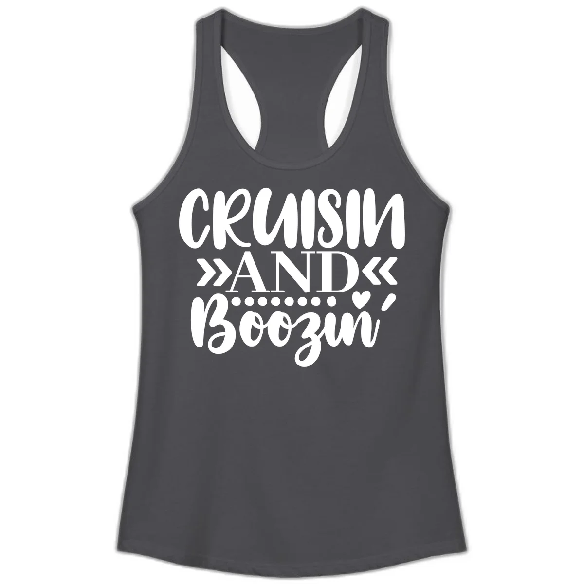 Cruisin' And Boozing Ladies Tank in Solid Dark Gray