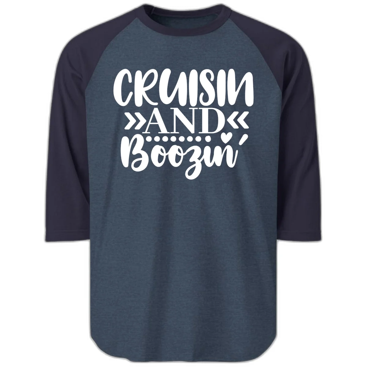 Cruisin' And Boozing Raglan 3/4 in Heather Denim Navy