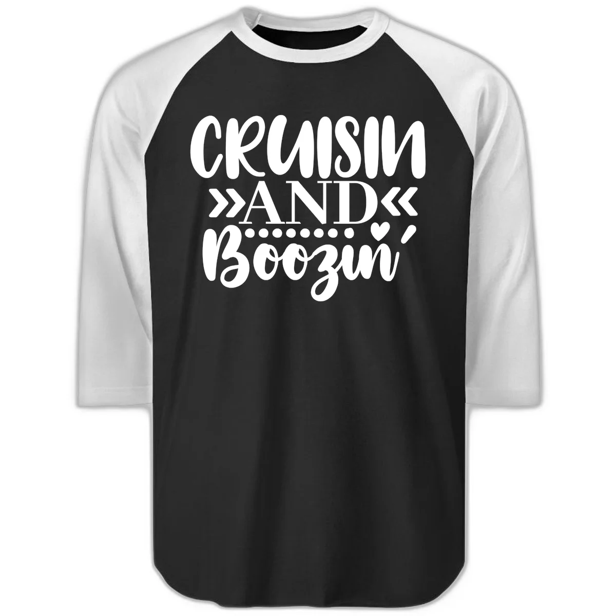 Cruisin' And Boozing Raglan 3/4 in Black White