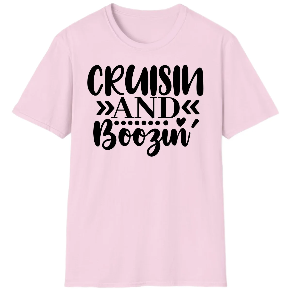 Cruisin' And Boozing T-Shirt in Light Pink