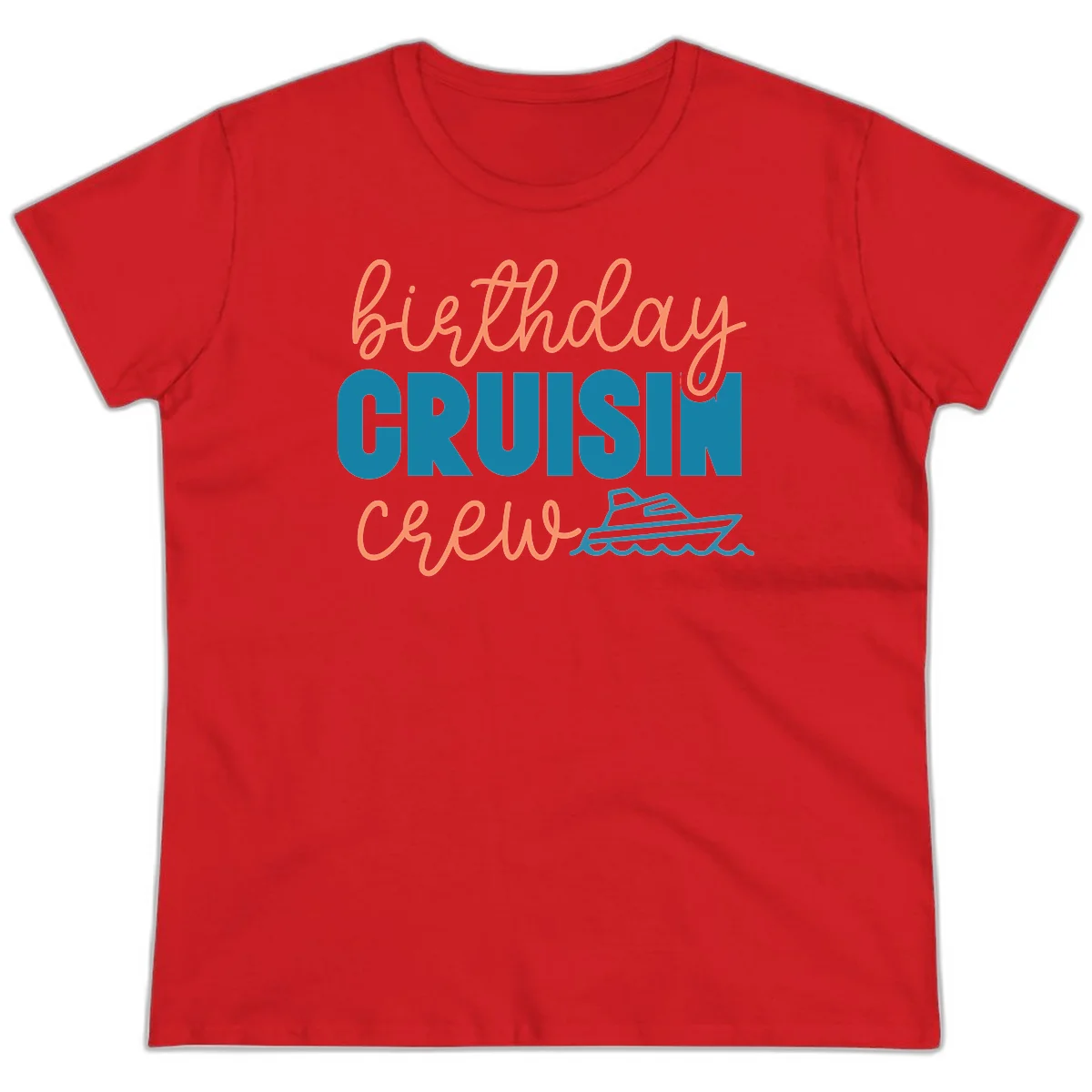 Birthday Crushin' Crew Ladies Tee in Red