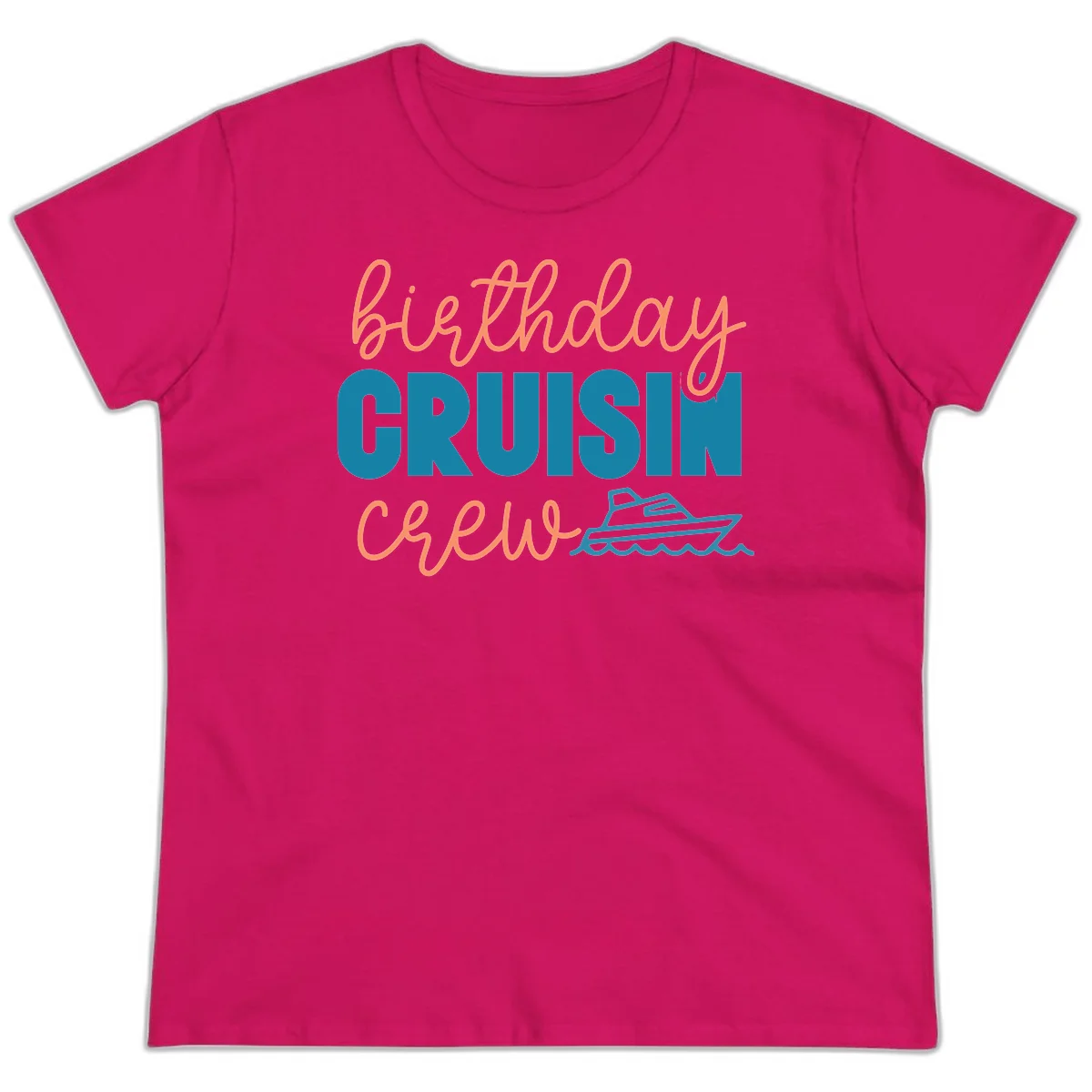 Birthday Crushin' Crew Ladies Tee in Heliconia