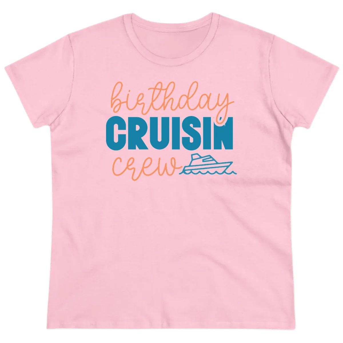 Birthday Crushin' Crew Ladies Tee in Light Pink