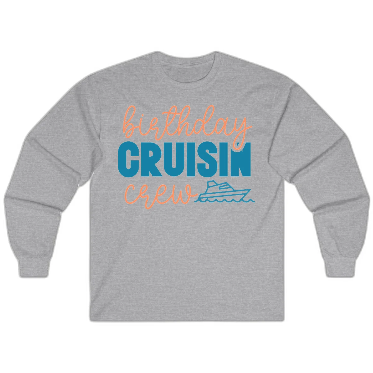 Birthday Crushin' Crew Long Sleeve in Sport Grey