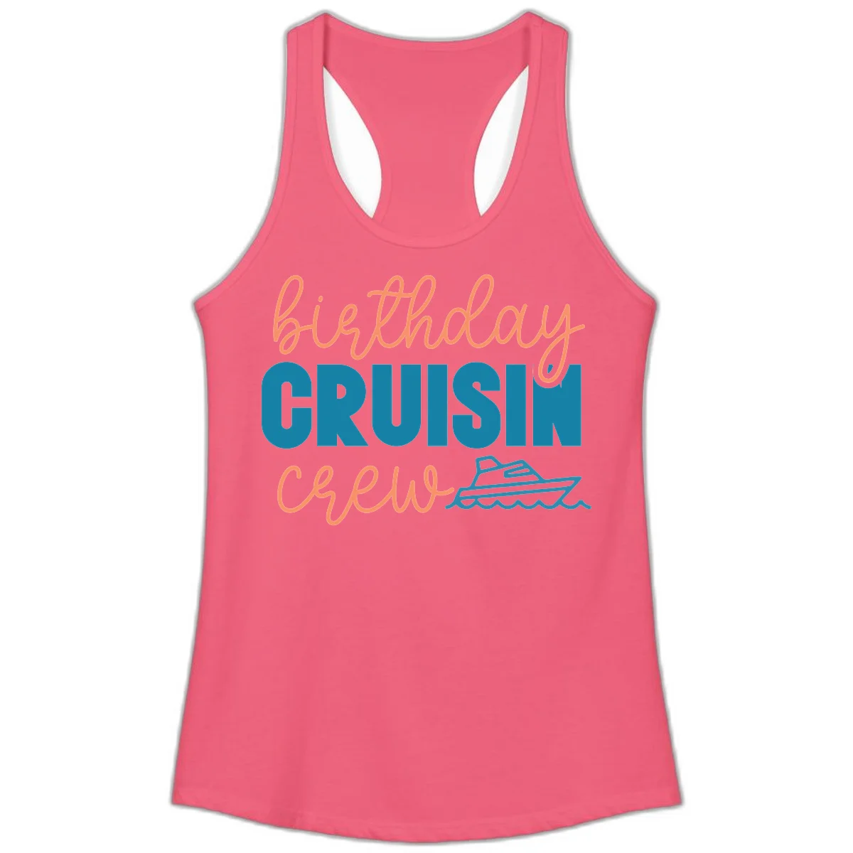Birthday Crushin' Crew Ladies Tank in Hot Pink