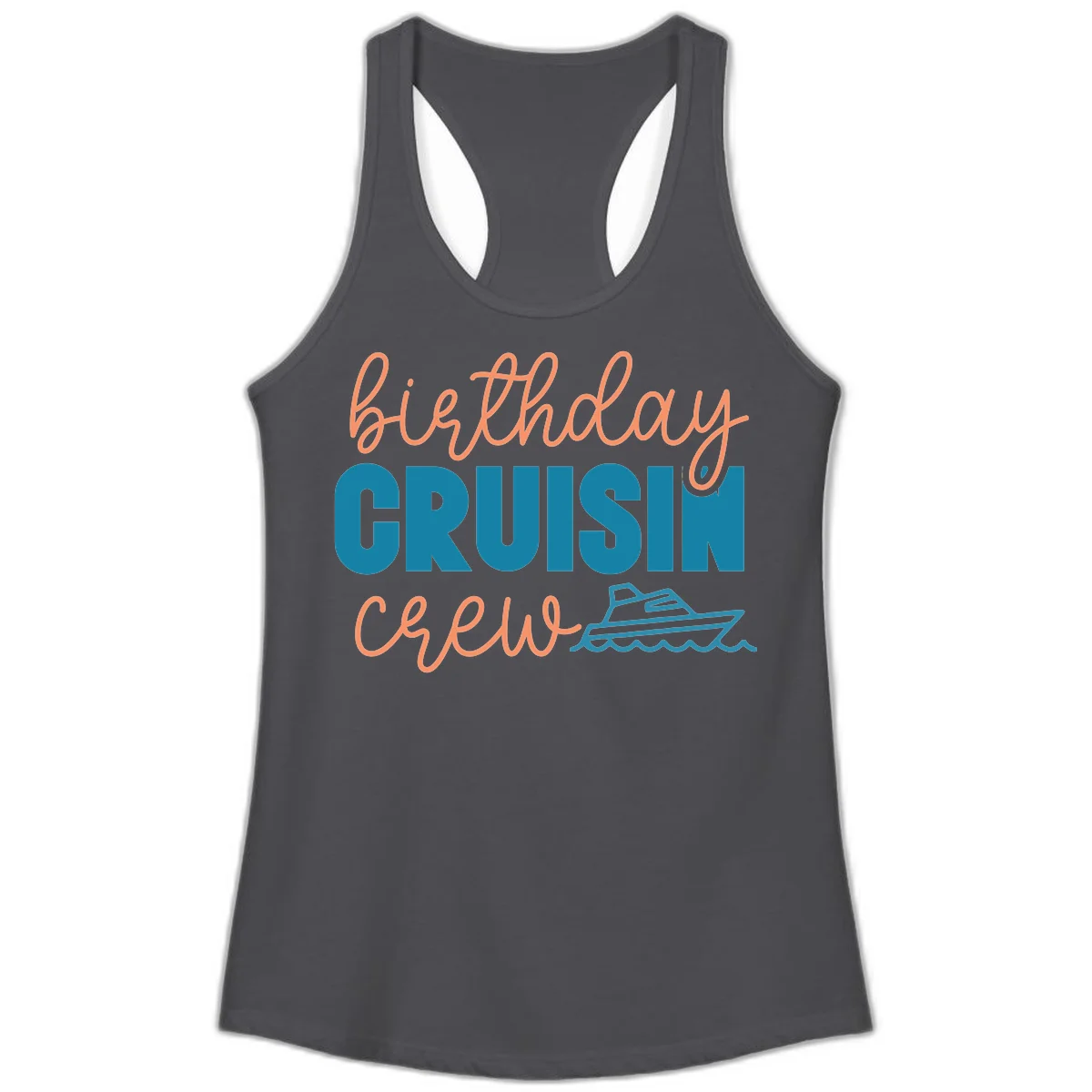 Birthday Crushin' Crew Ladies Tank in Solid Dark Gray