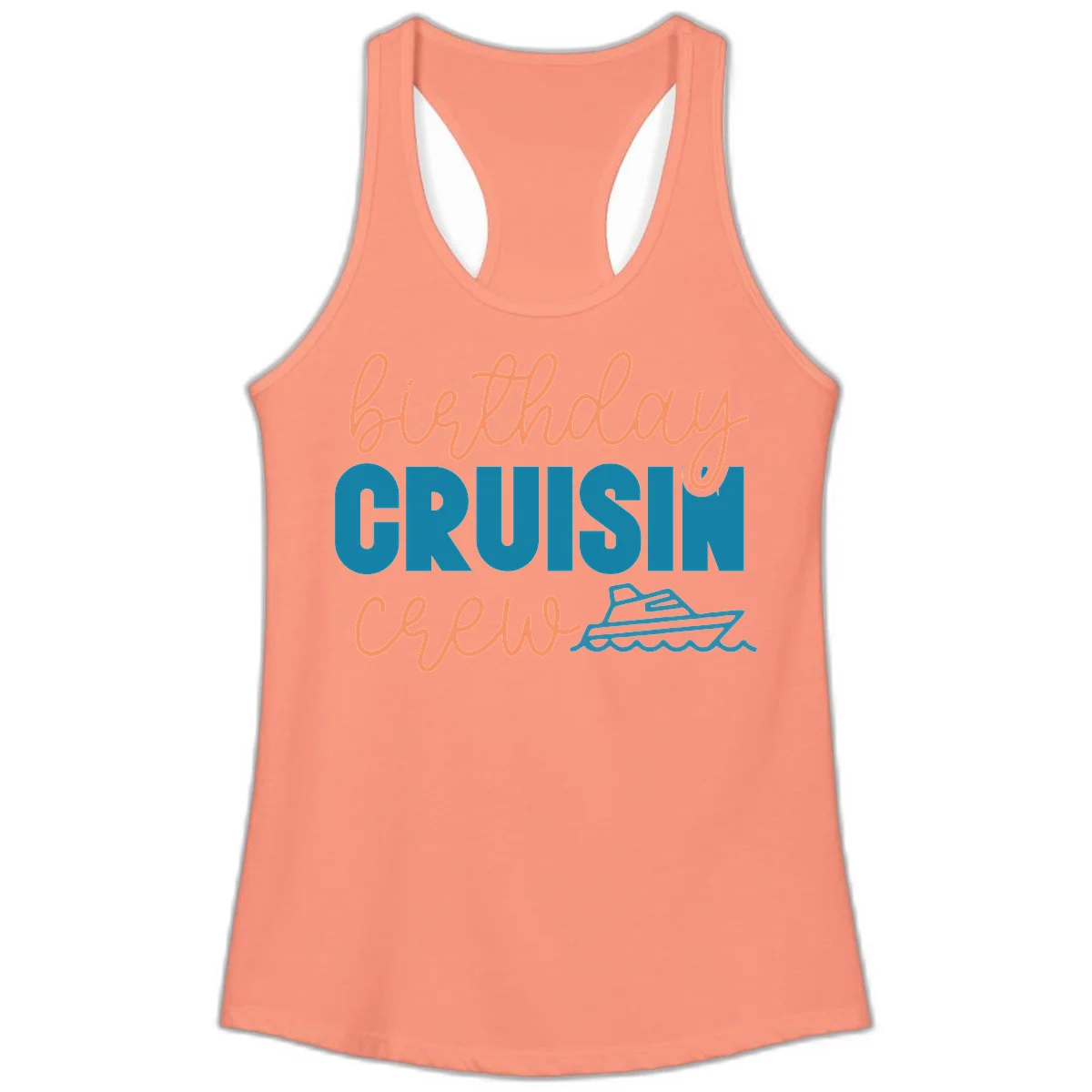 Birthday Crushin' Crew Ladies Tank in Solid Light Orange
