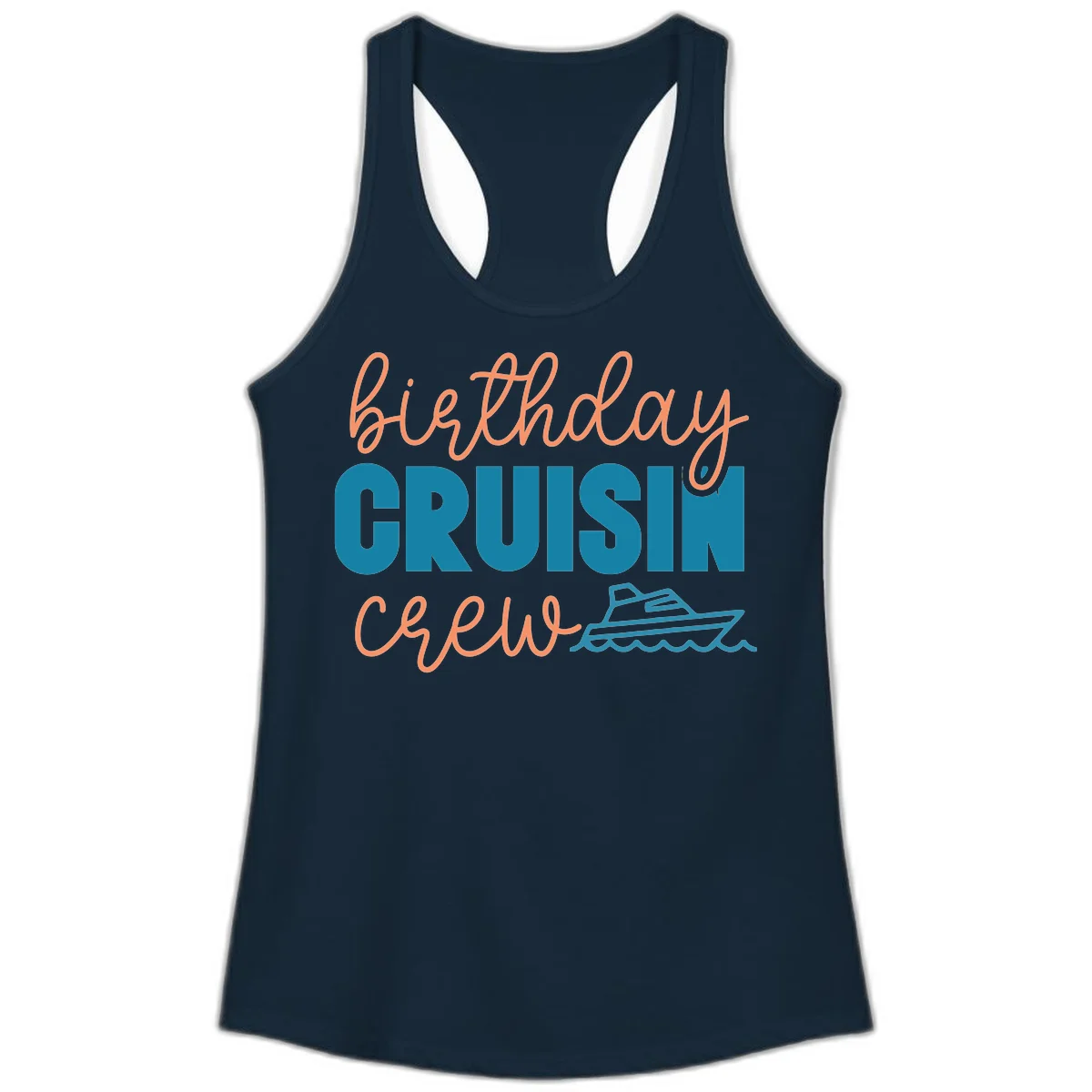 Birthday Crushin' Crew Ladies Tank in Solid Midnight Navy