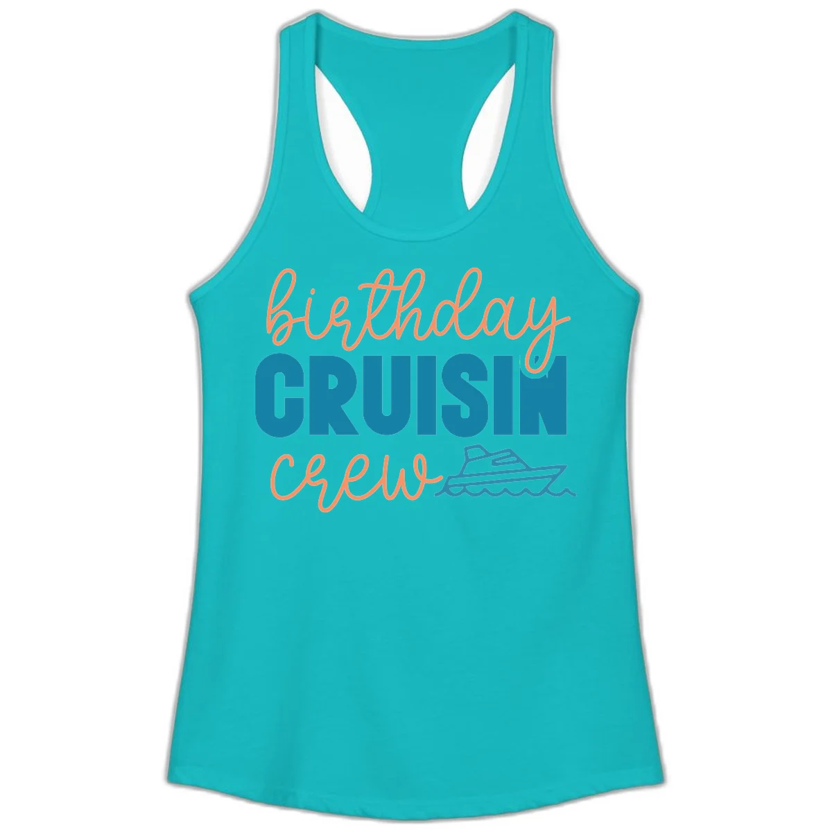 Birthday Crushin' Crew Ladies Tank in Tahiti Blue