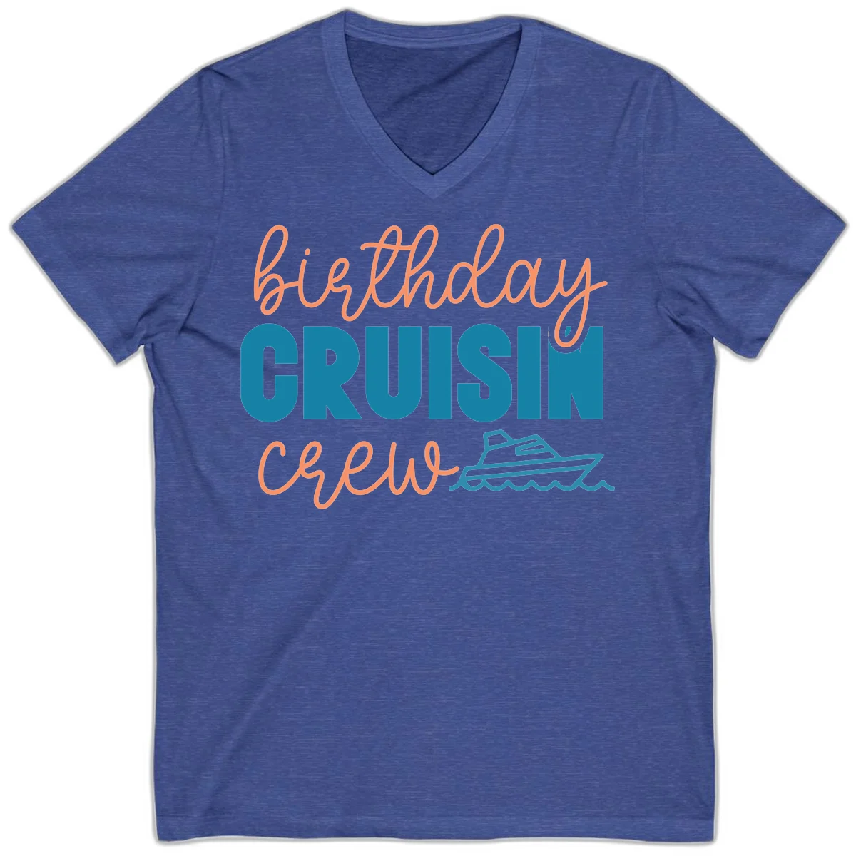 Birthday Crushin' Crew V-Neck in Heather True Royal