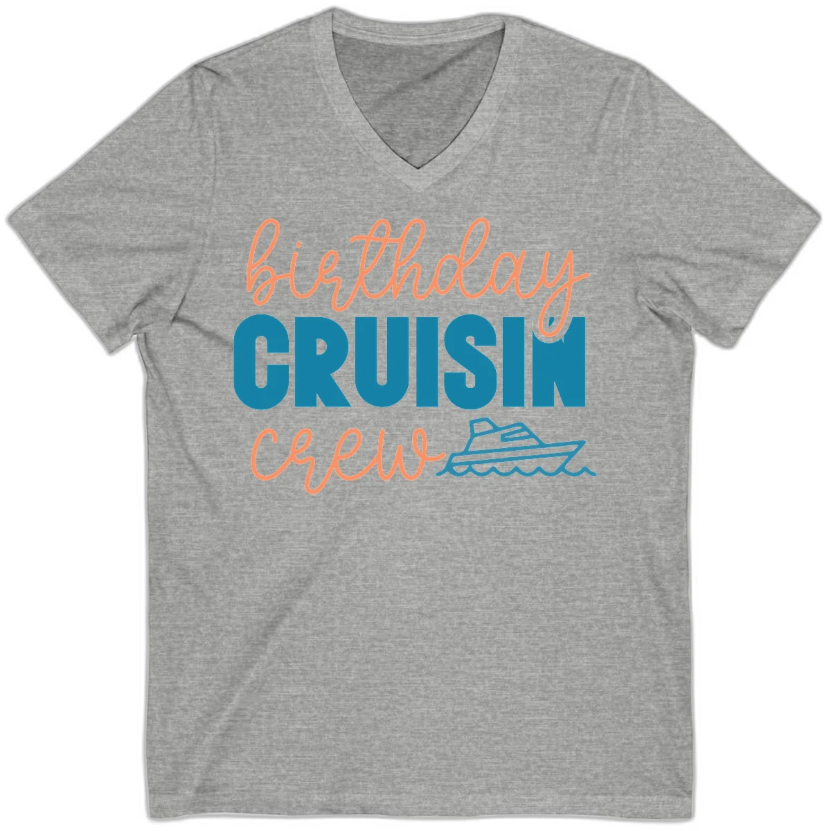 Birthday Crushin' Crew V-Neck in Athletic Heather